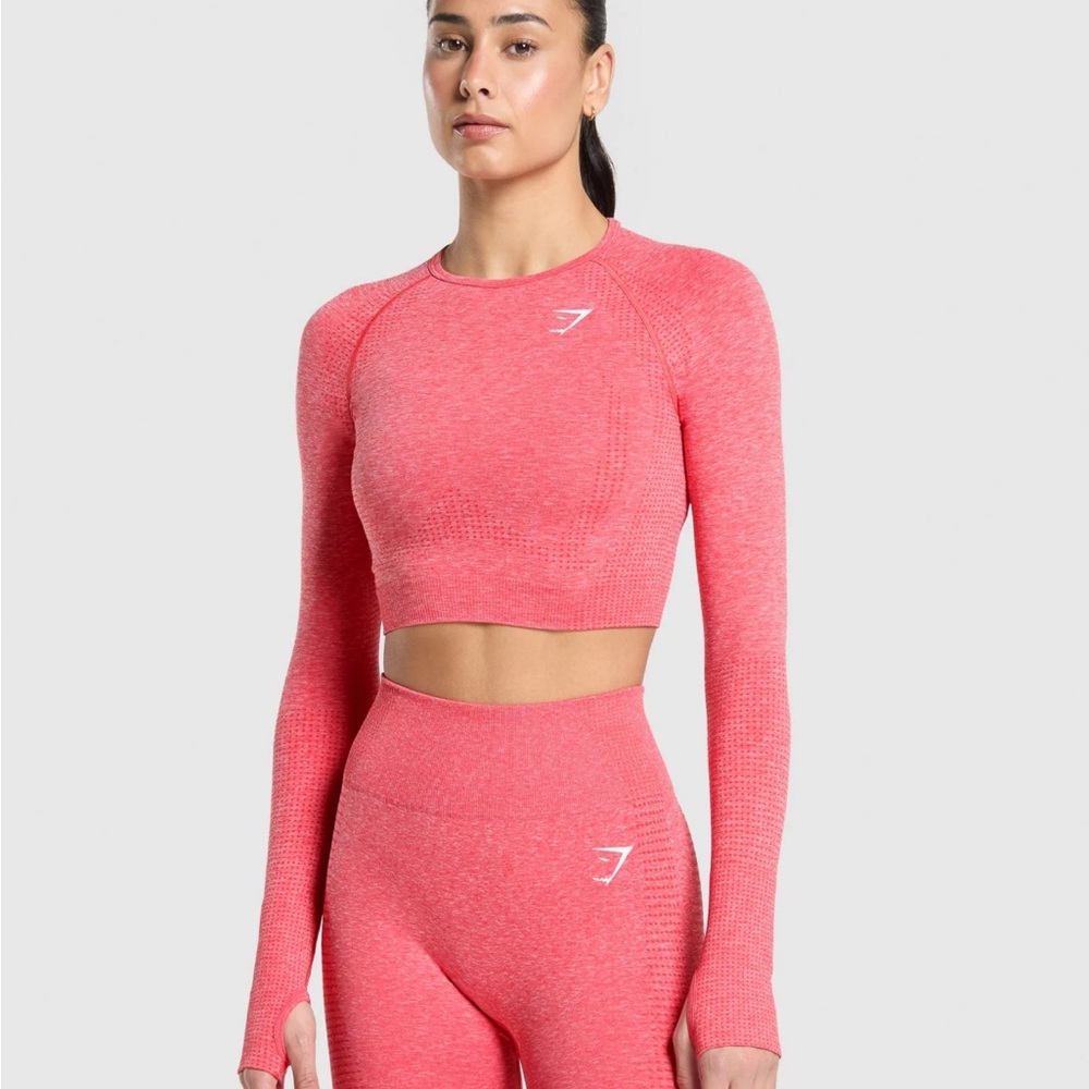 Gymshark Vital Crop Top - Coral Red/Marl